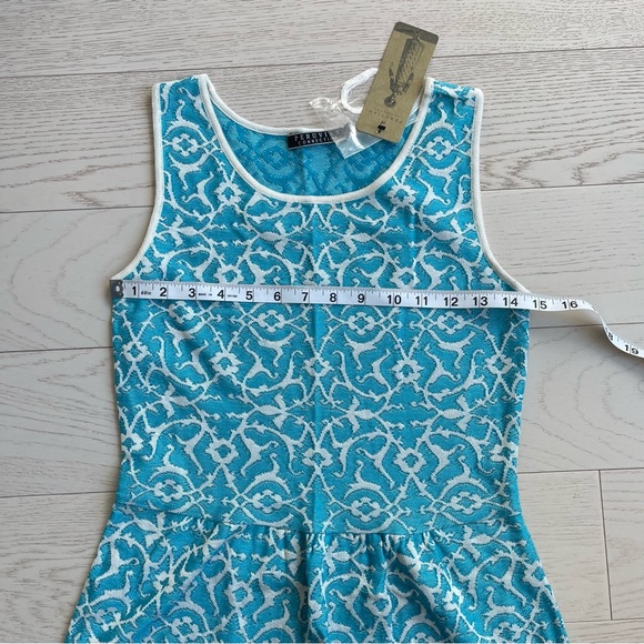 Peruvian Connection Blue White Woven Jacquard Pima Cotton Dress Bahia Sundress - Picture 12 of 15